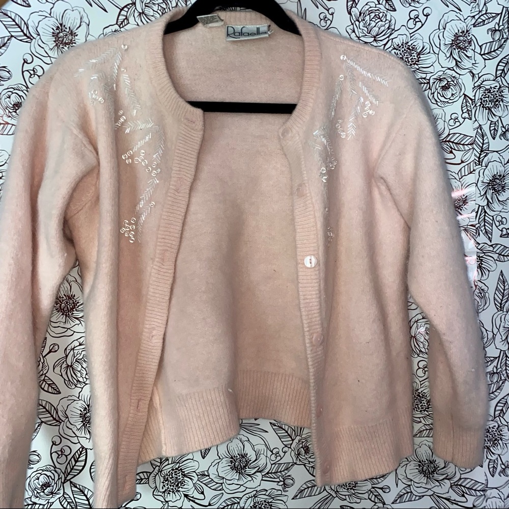 Wool Embroidered Light Pink Cardigan